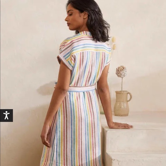 Boden Evie Linen Rainbow Stripe Shirt Dress Sz 4P - Picture 3 of 7
